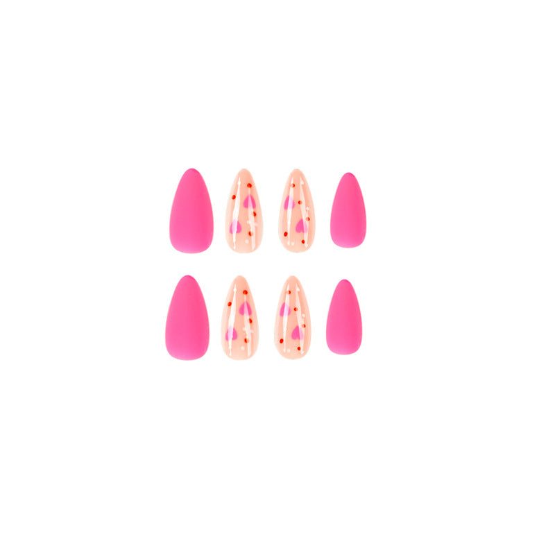 Rose Red Almond Press-On Nails – Valentine’s Day Love Nail Art