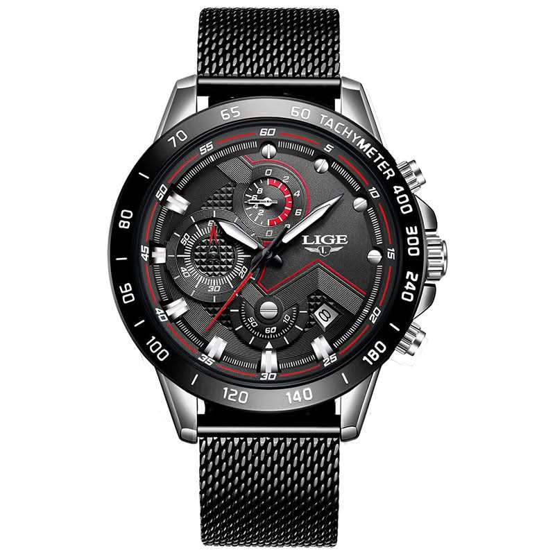 Men’s Mesh Chronograph Quartz Watch – with Stainless Steel Strap