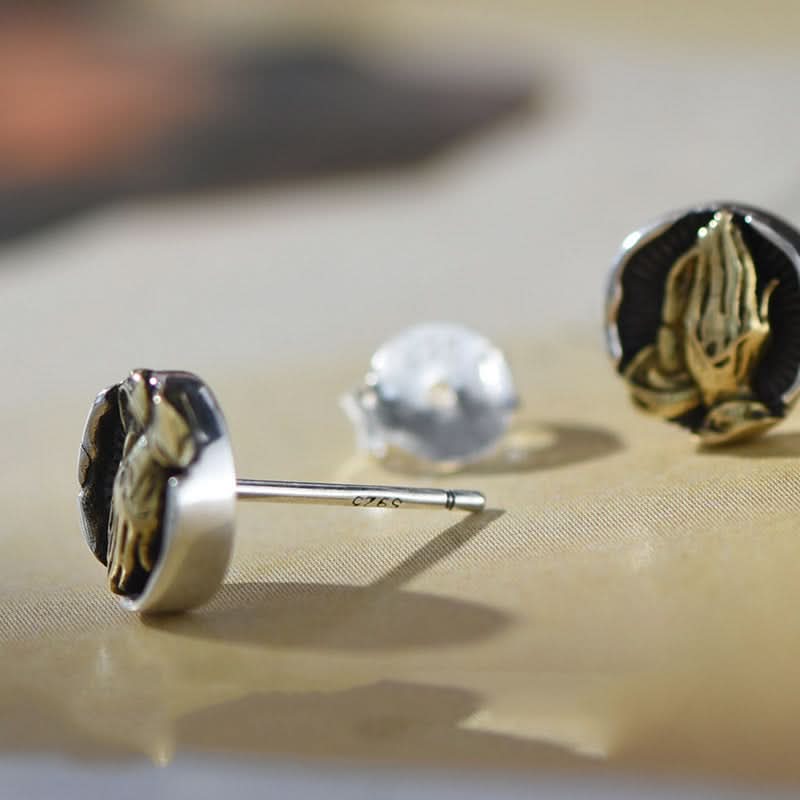 Men’s Praying Hands Stud Earrings – Spiritual Jewelry