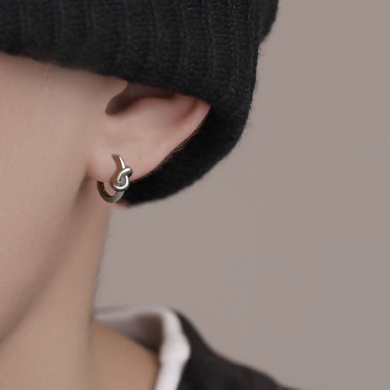 Men’s Twin Knot Hoop Earrings – Trendy Geometric Fashion Jewelry