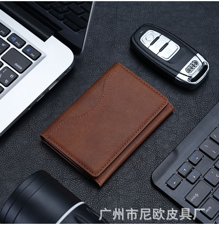 Mag Safe Tri-Fold Leather Wallet & Card Holder – Magnetic Stand