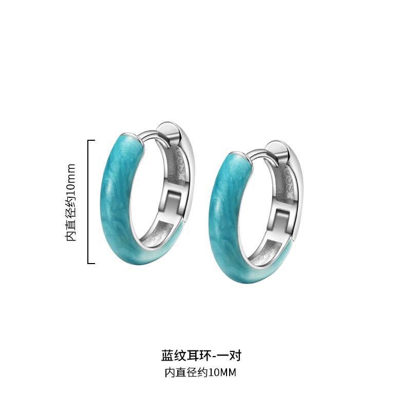 Blue Pattern Alloy Earrings for Men