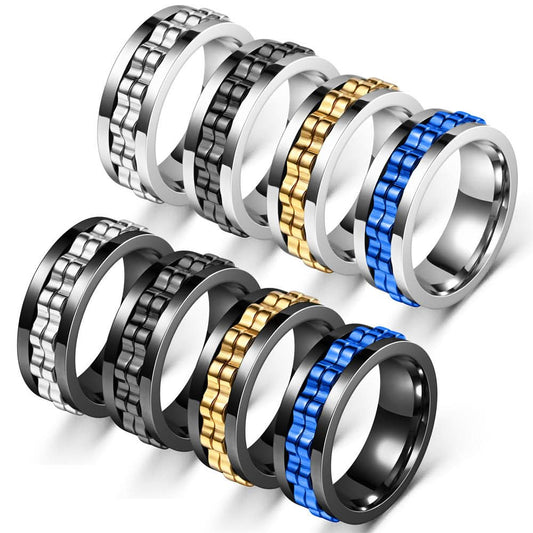 Geometric Rotatable Stainless Steel Ring for Men