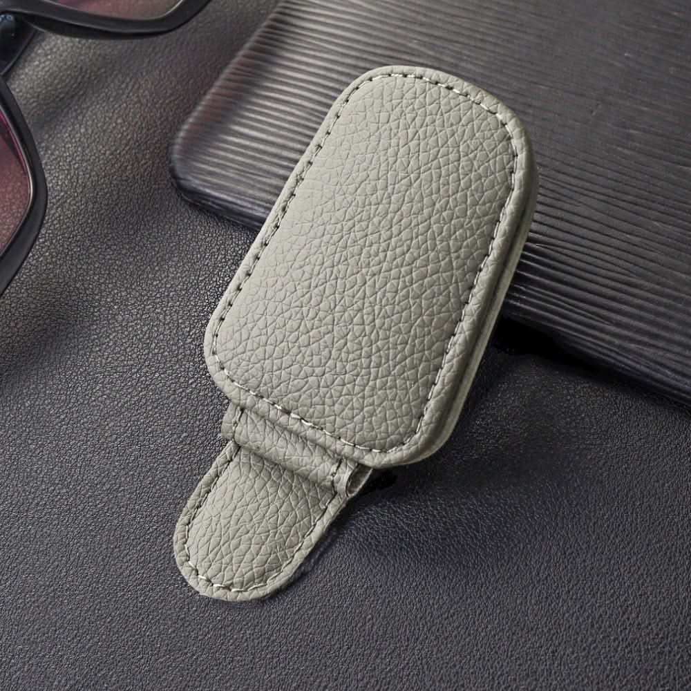 Leather Car Sun Visor Glasses Clip Holder – Oval Shape