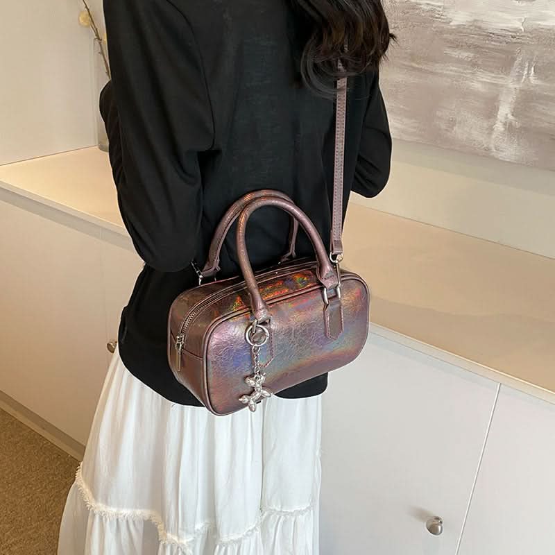 Women’s Shiny Bowling Shoulder Bag – Small Crossbody Handbag