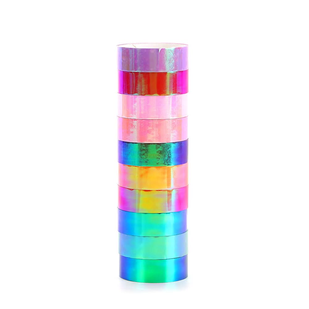 10 Rolls Rainbow Laser Tape for DIY Crafts