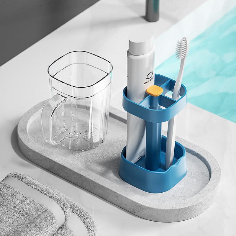 Wall-Mounted Toothbrush Holder with Cups – Mouthwash Cup Storage Organizer