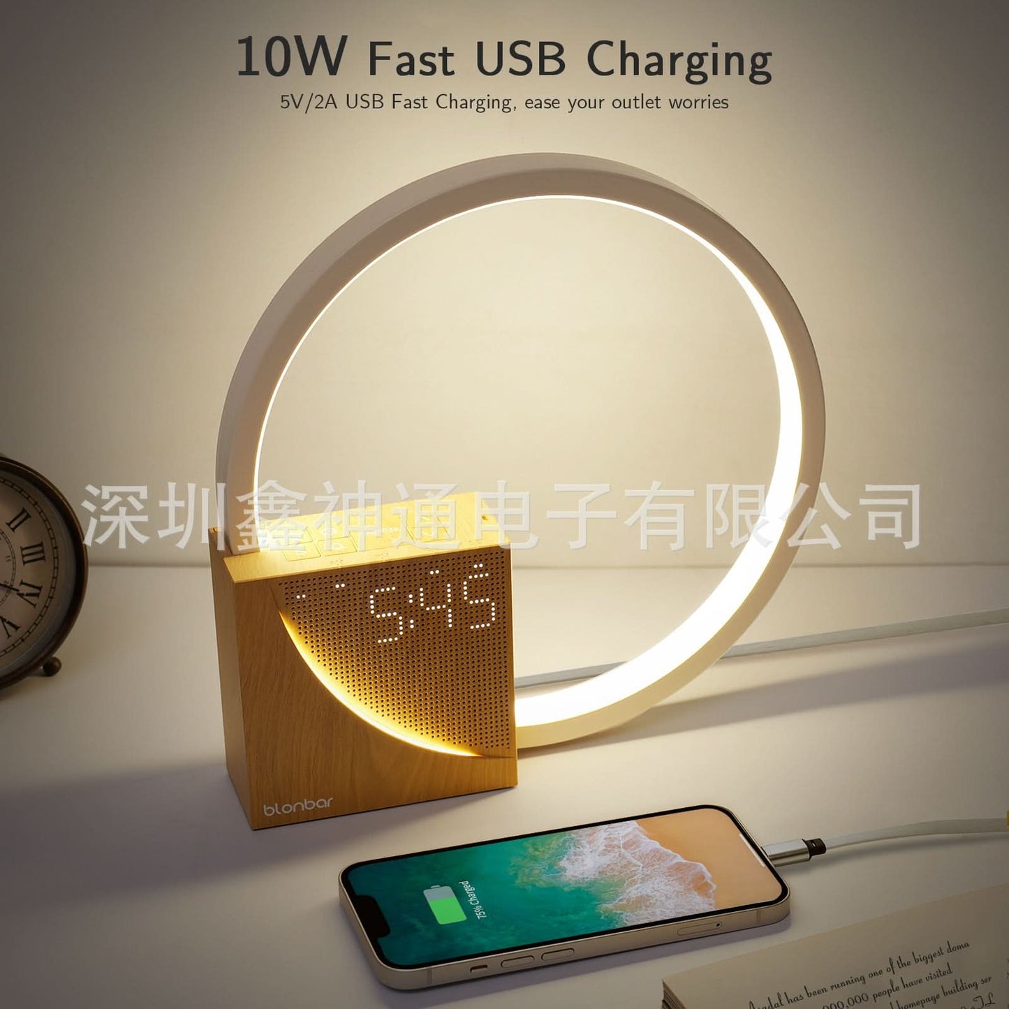 Smart Touch Lamp with Alarm & Wireless Charger