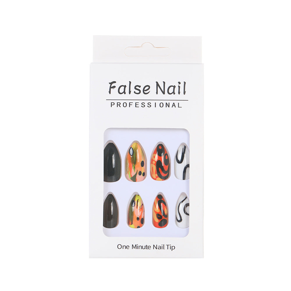 Eclectic Abstract Almond Press-On Nails – Graffiti-Inspired Design, Reusable Nail Art Set