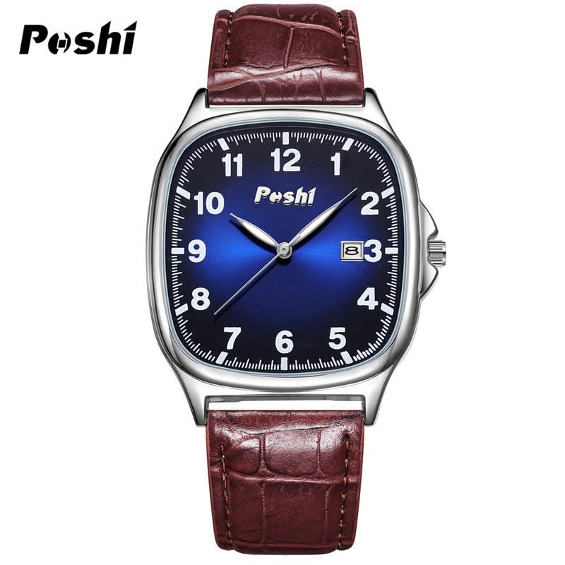 Men’s Retro Square Quartz Watch –  Luminous Display & Calendar
