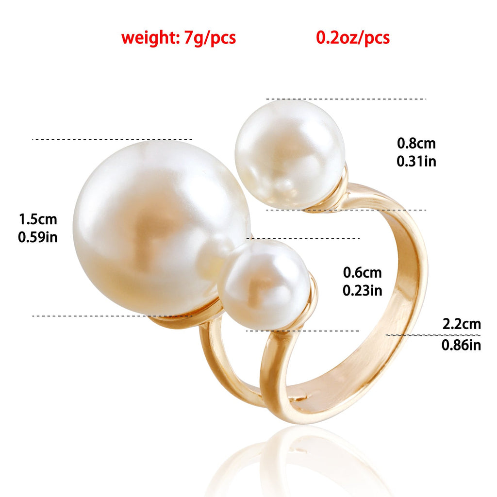 Triple Pearl Gold Ring – Elegant Alloy Adjustable Women’s Jewelry