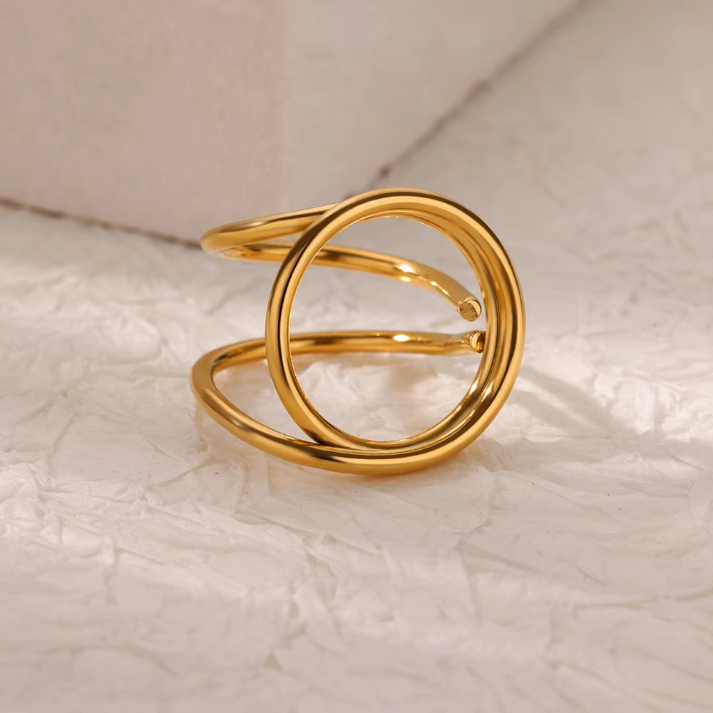 Adjustable Gold Stainless Steel Rings Set – Elegant Minimalist Combo (Set of 9)