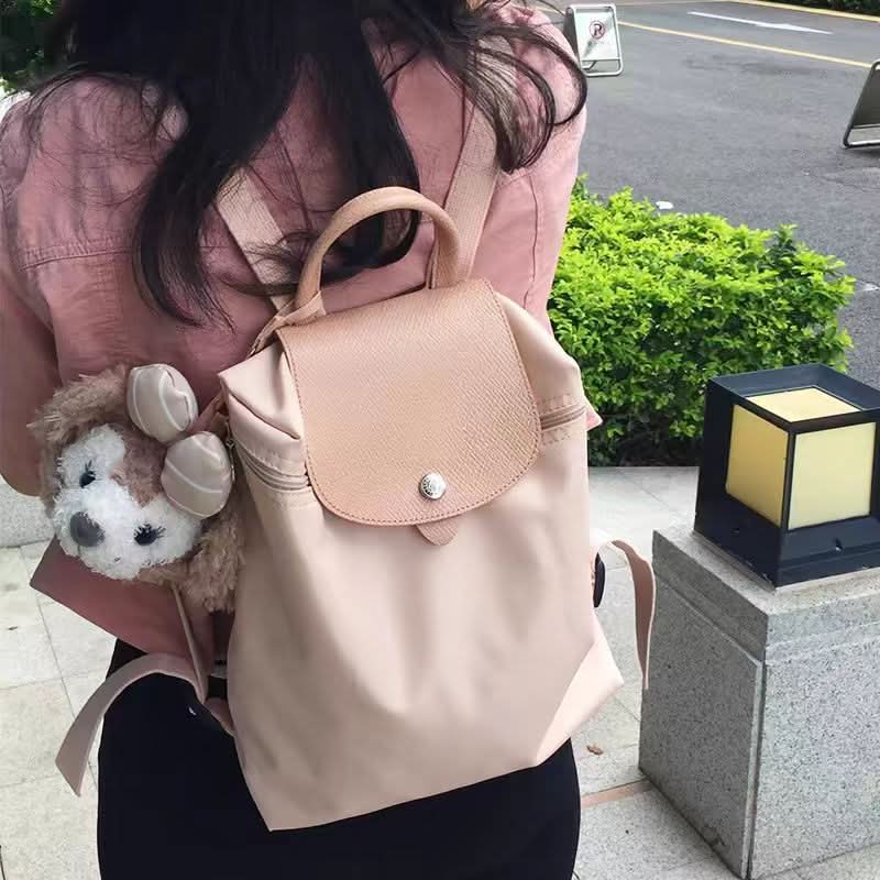 Women's Nylon School Backpack – Stylish Embroidered Shoulder Bag