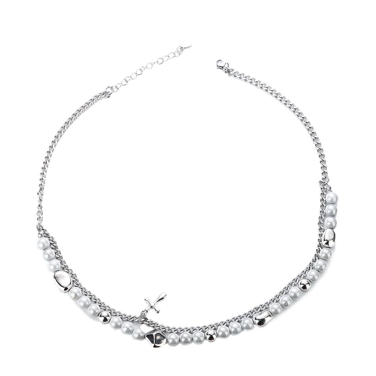 Men’s Trendy Pearl Cross Necklace – Layered Jewelry