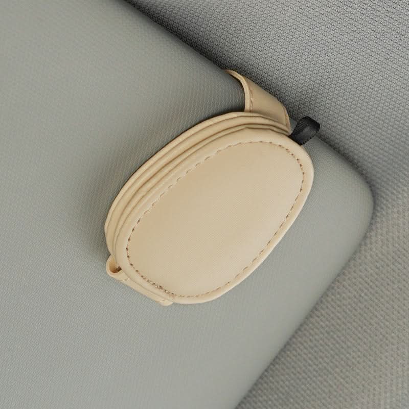 Leather Car Sun Visor Glasses Clip Holder – Oval Shape