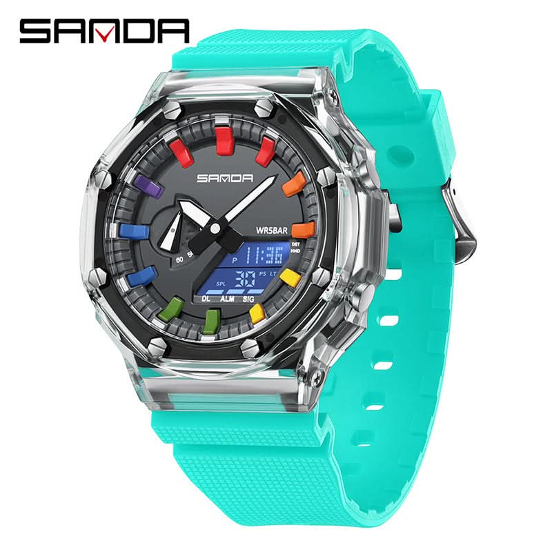 Men’s Dual Display Sports Watch – Waterproof, Multi-Functional Watch