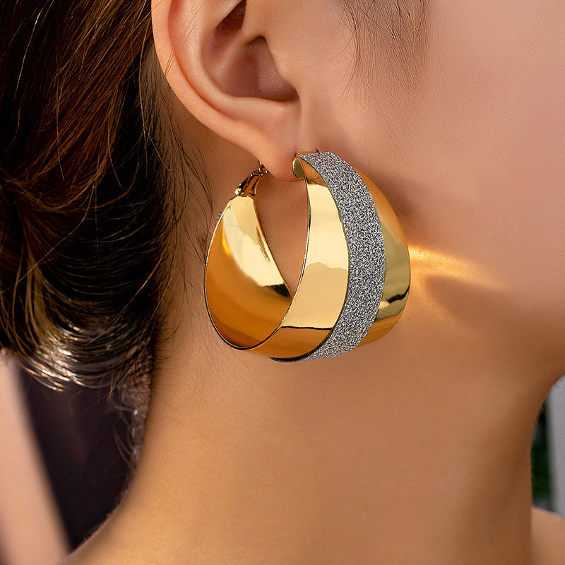 Frosted Hoop Earrings for Women – Alloy Geometric Luxury Statement Jewelry