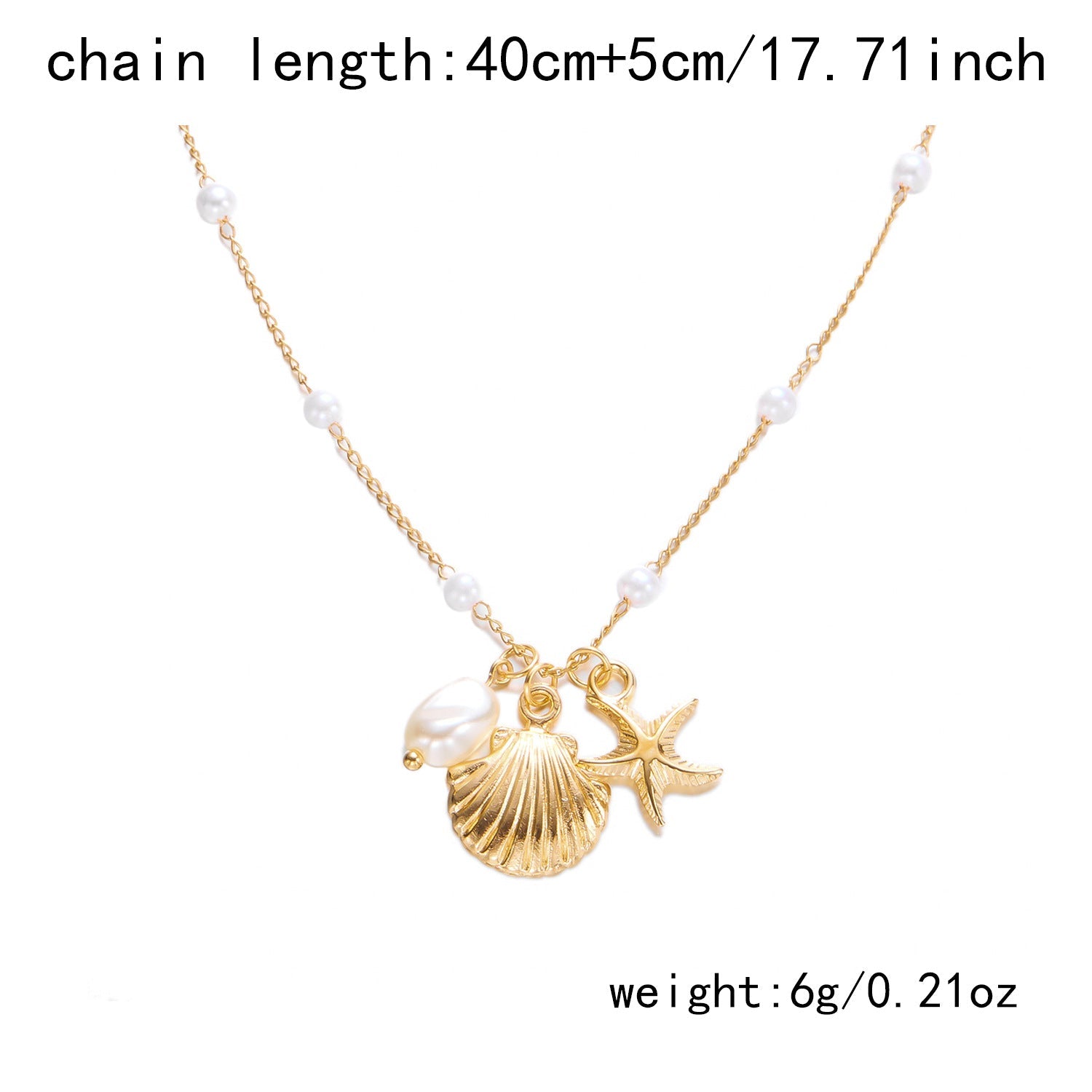 Starfish Pearl Shell Necklace – Elegant Ocean Style Layered Pendant Jewelry for Women