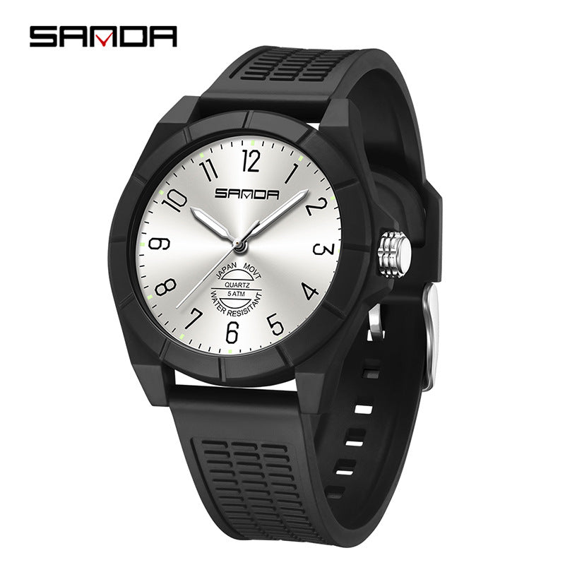 Sanda Luminous Student Quartz Watch – Silent Waterproof Exam Wristwatch for Teens
