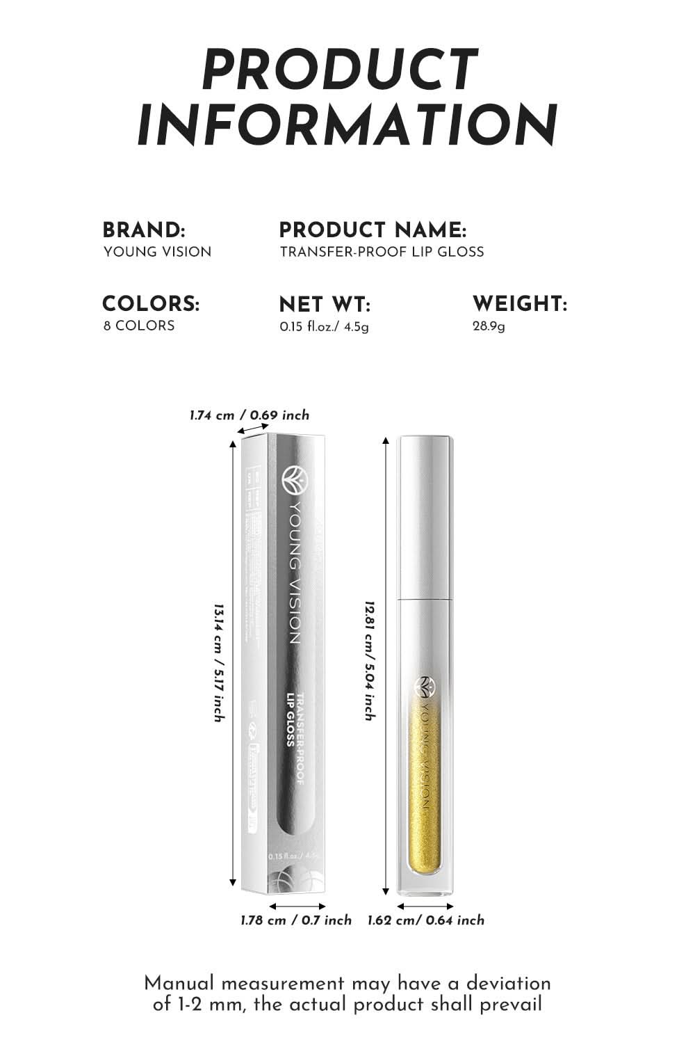 YOUNG VISION Diamond Lip Gloss – Non-Sticky, Multi-Use Pearlescent Makeup