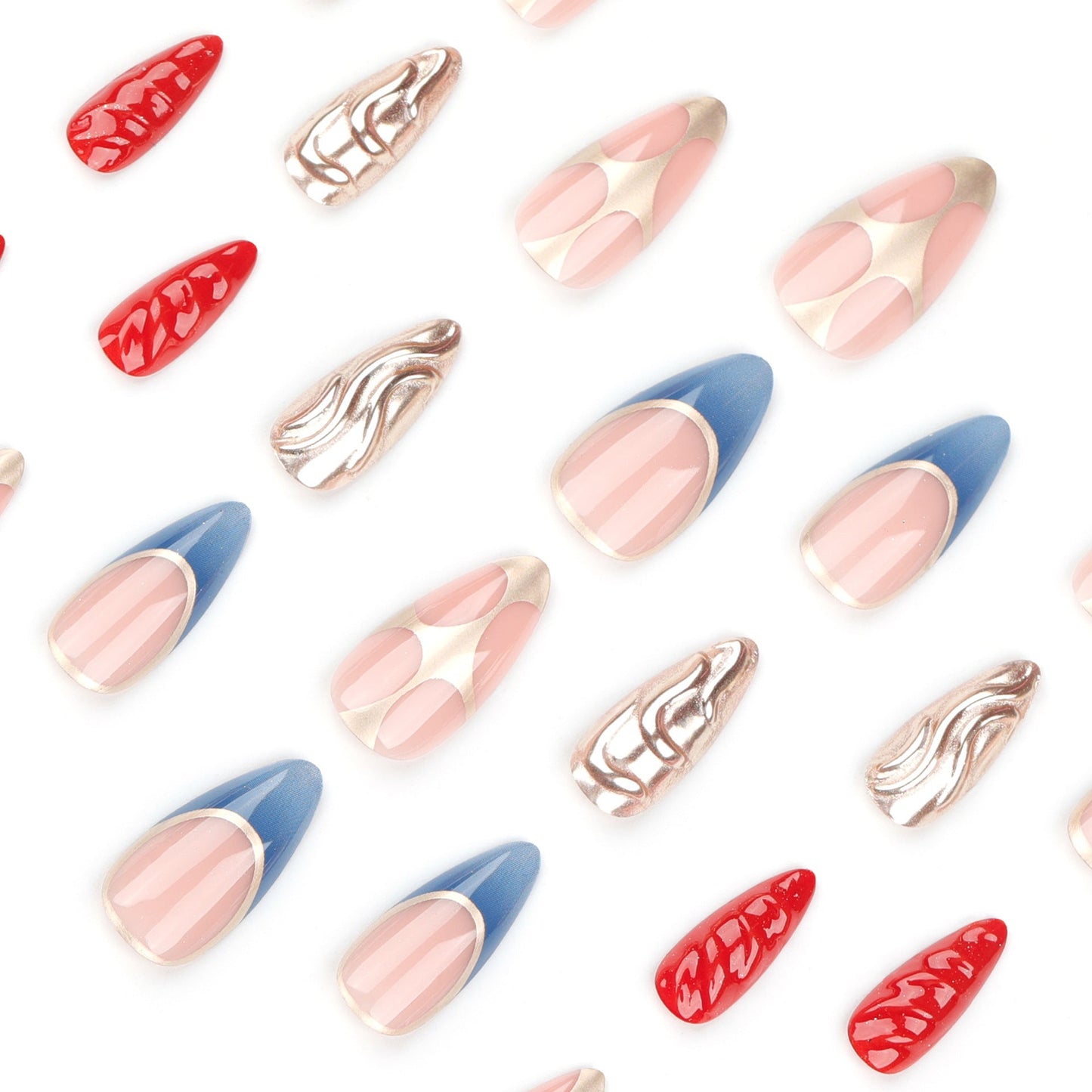 Avant-Garde Metallic Stiletto Press-On Nails – Long Glue-On Nail Tips