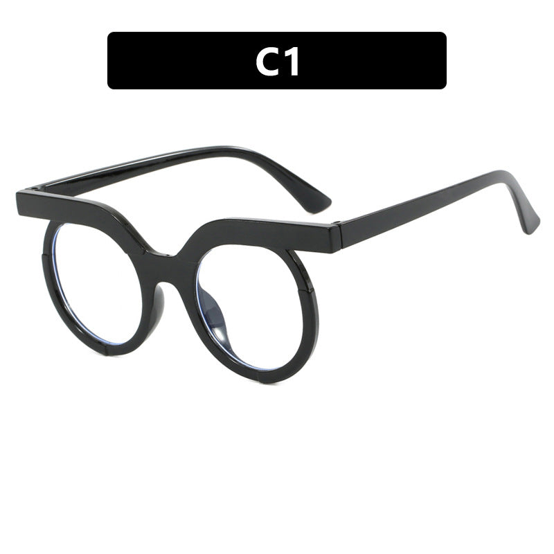 Round Owl Blue Light Blocking Glasses for Women – European Style Flat Mirror Frame