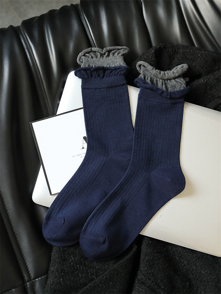 Women's Retro Cotton Socks – Mid-Tube Pile Socks, Soft & Anti-Friction Casual Style
