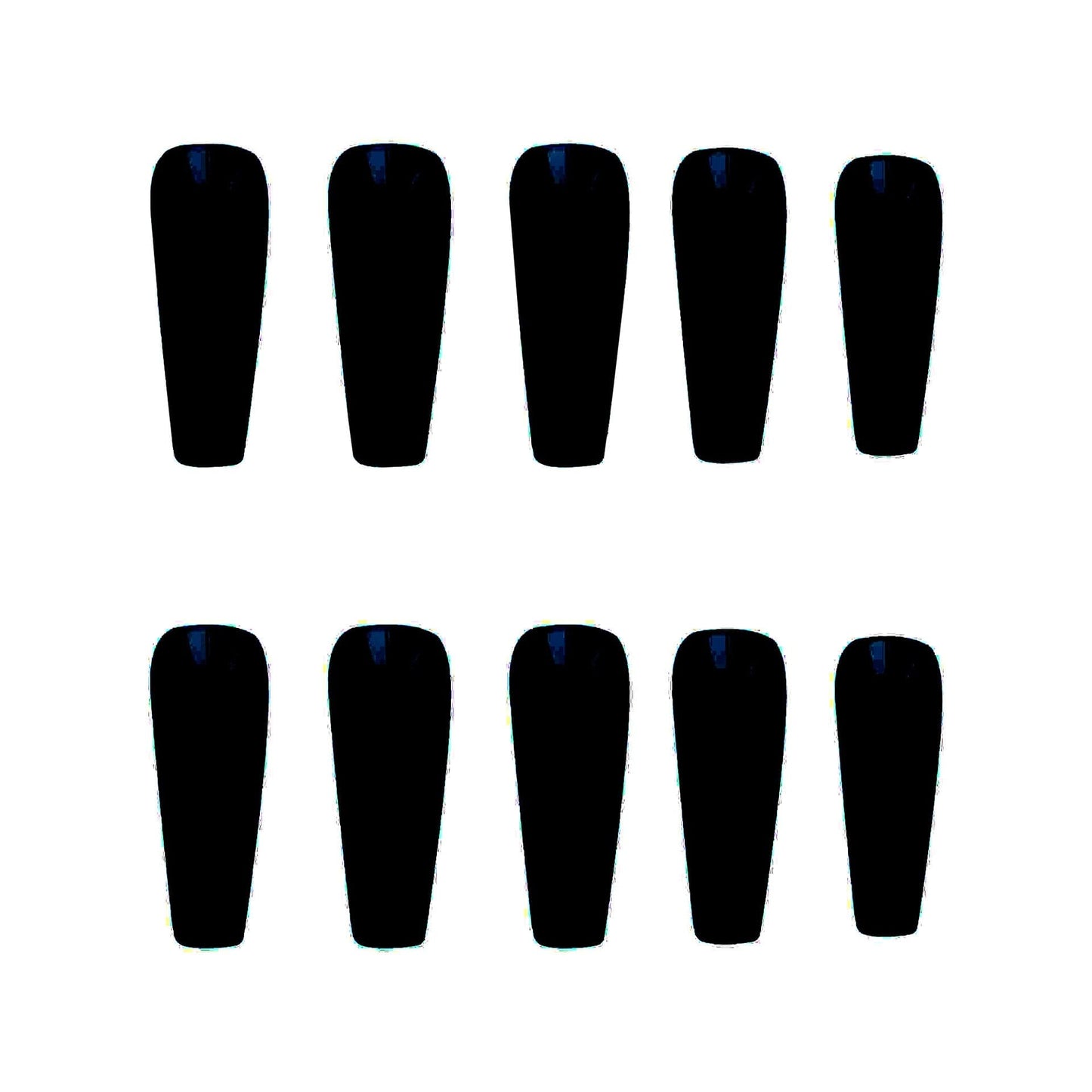 Long Ballet Shiny Trapezoidal Nail Stickers – 24-Piece Solid Color Set
