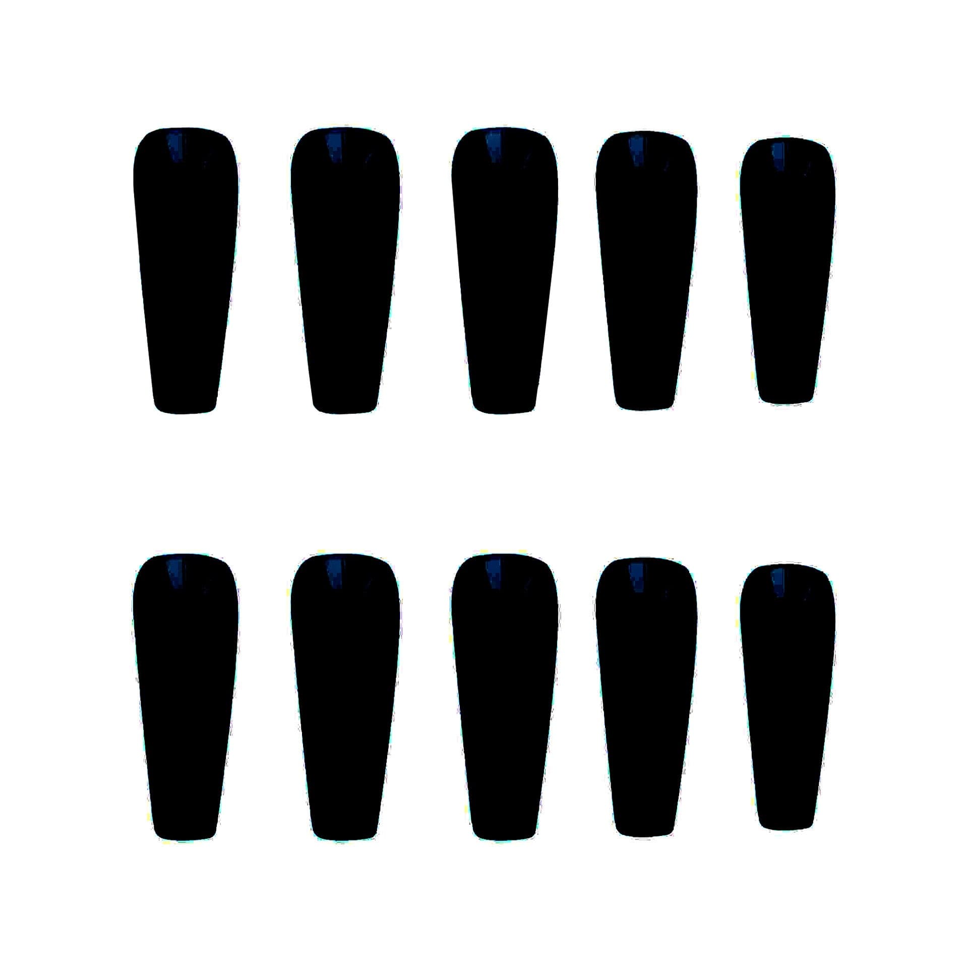 Long Ballet Shiny Trapezoidal Nail Stickers – 24-Piece Solid Color Set