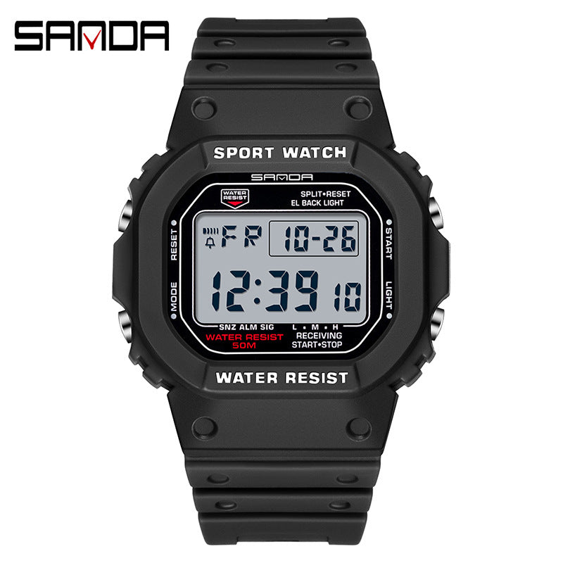 Sanda Square Digital Watch – Waterproof Luminous Outdoor Sports Student Watch