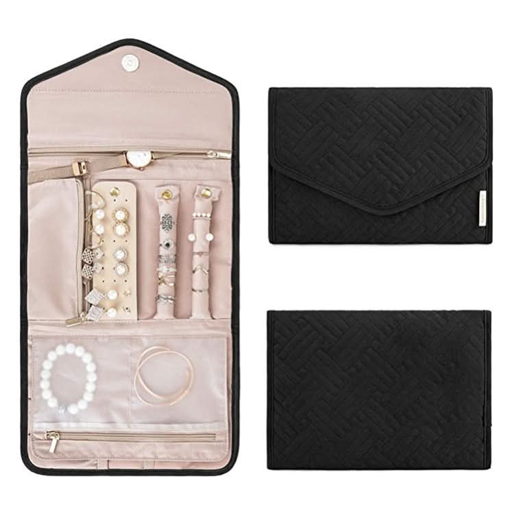 Portable Velvet Jewelry Roll – Travel Organizer Bag