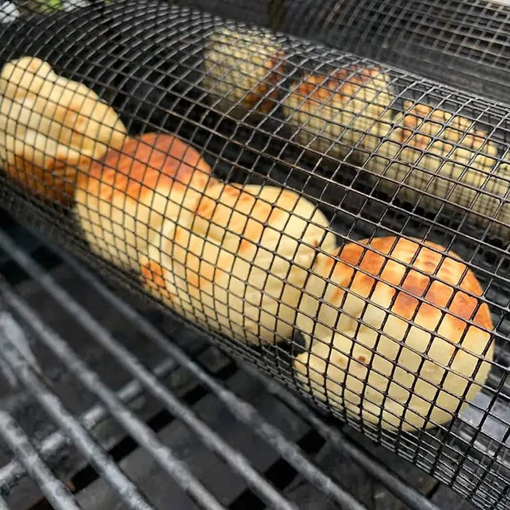 Stainless Steel BBQ Smoking Cylinder – Portable, Rust-Proof Grill Net