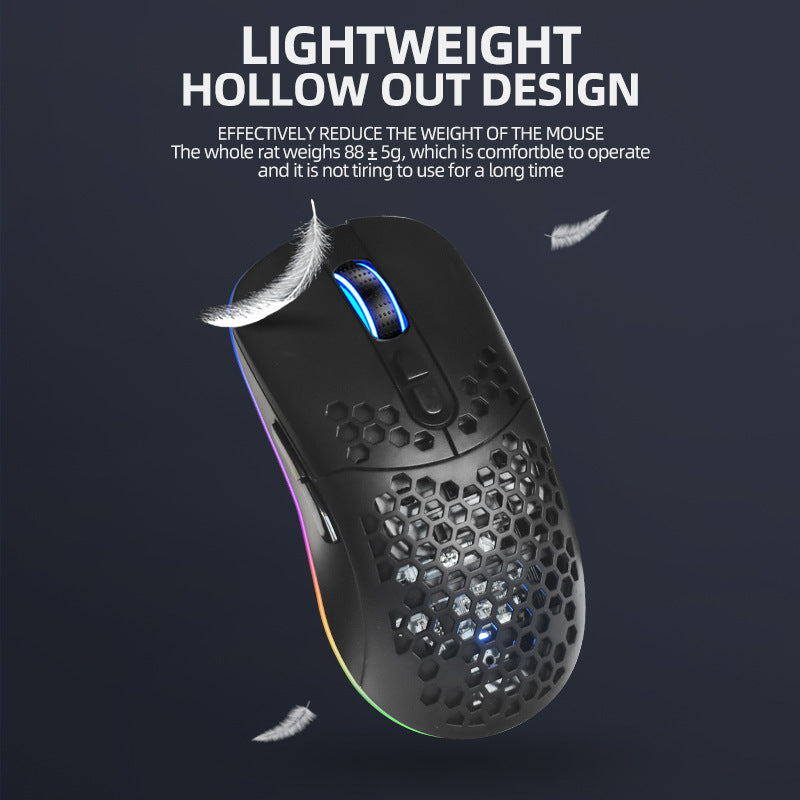 Wireless Bluetooth RGB Mouse – Dual-Mode Rechargeable Mouse with 7 Buttons