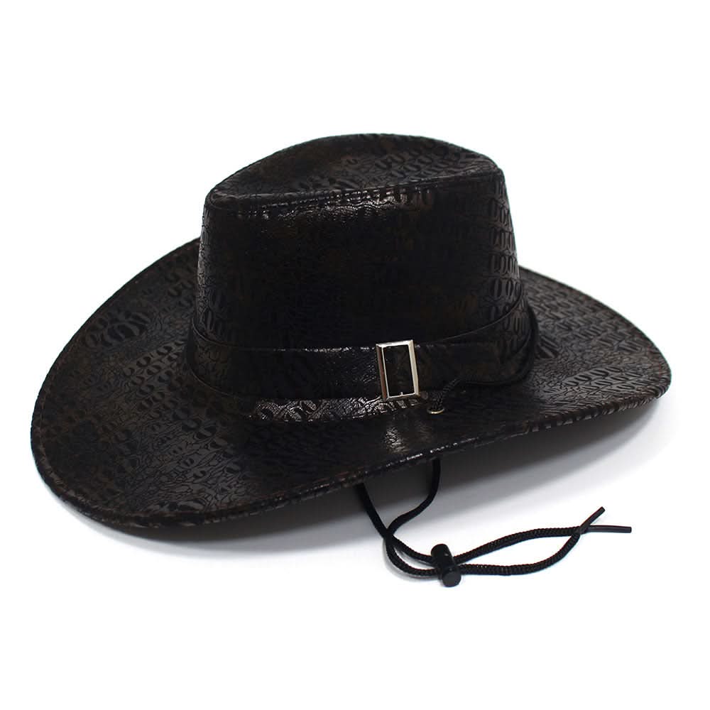 Unisex PU Leather Cowboy Hat – Crocodile Pattern Western Jazz Hat