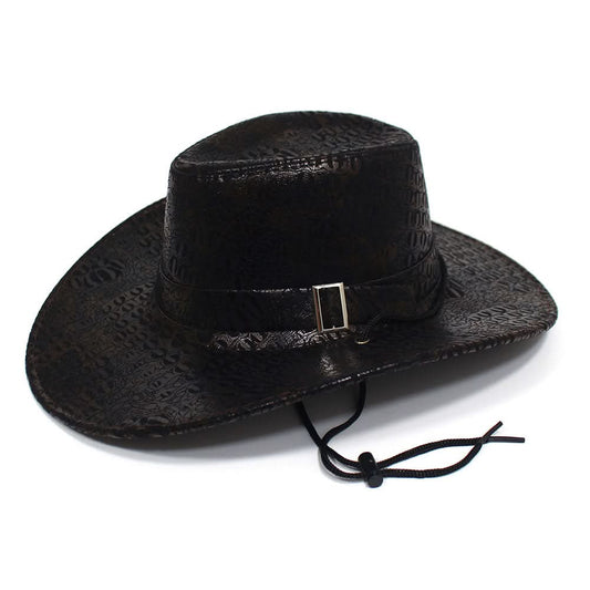 Unisex PU Leather Cowboy Hat – Crocodile Pattern Western Jazz Hat