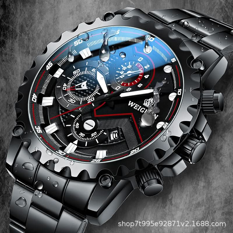 Black Warrior Men’s Classic Watch – Waterproof, Luminous, Calendar Display