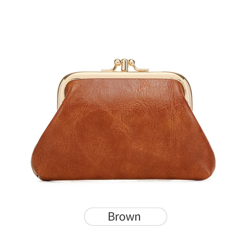 Women's PU Leather Coin Purse – Retro Clip Key Card Wallet