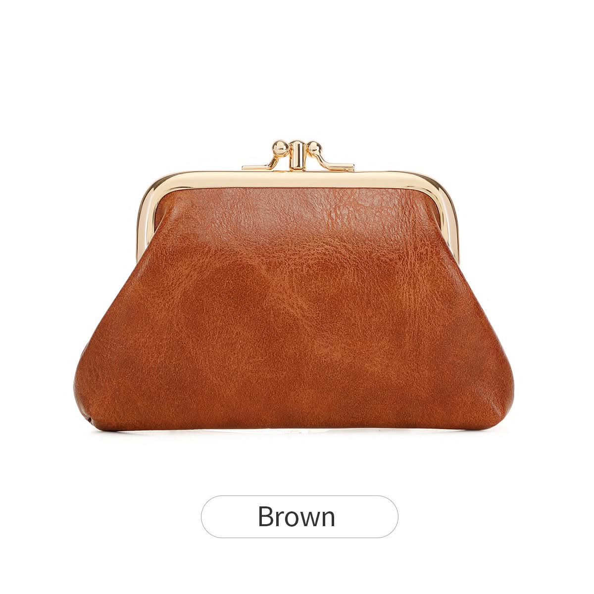 Women's PU Leather Coin Purse – Retro Clip Key Card Wallet