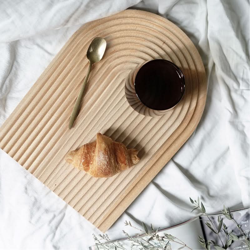 Japanese Style Water Ripple Wooden Tray - Aromatherapy & Storage