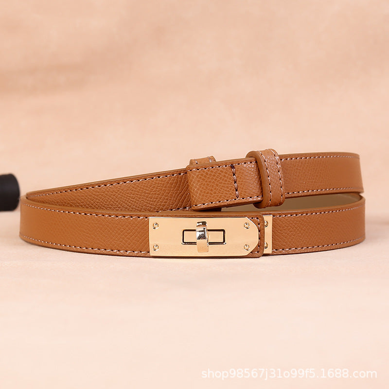 Women's Leather Waist Belt – Snap Button Fashion Dress Accessory