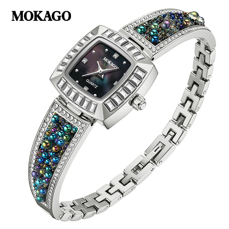 MOKAGO Square Women’s Diamond Watch – Luxury Quartz Waterproof Watch
