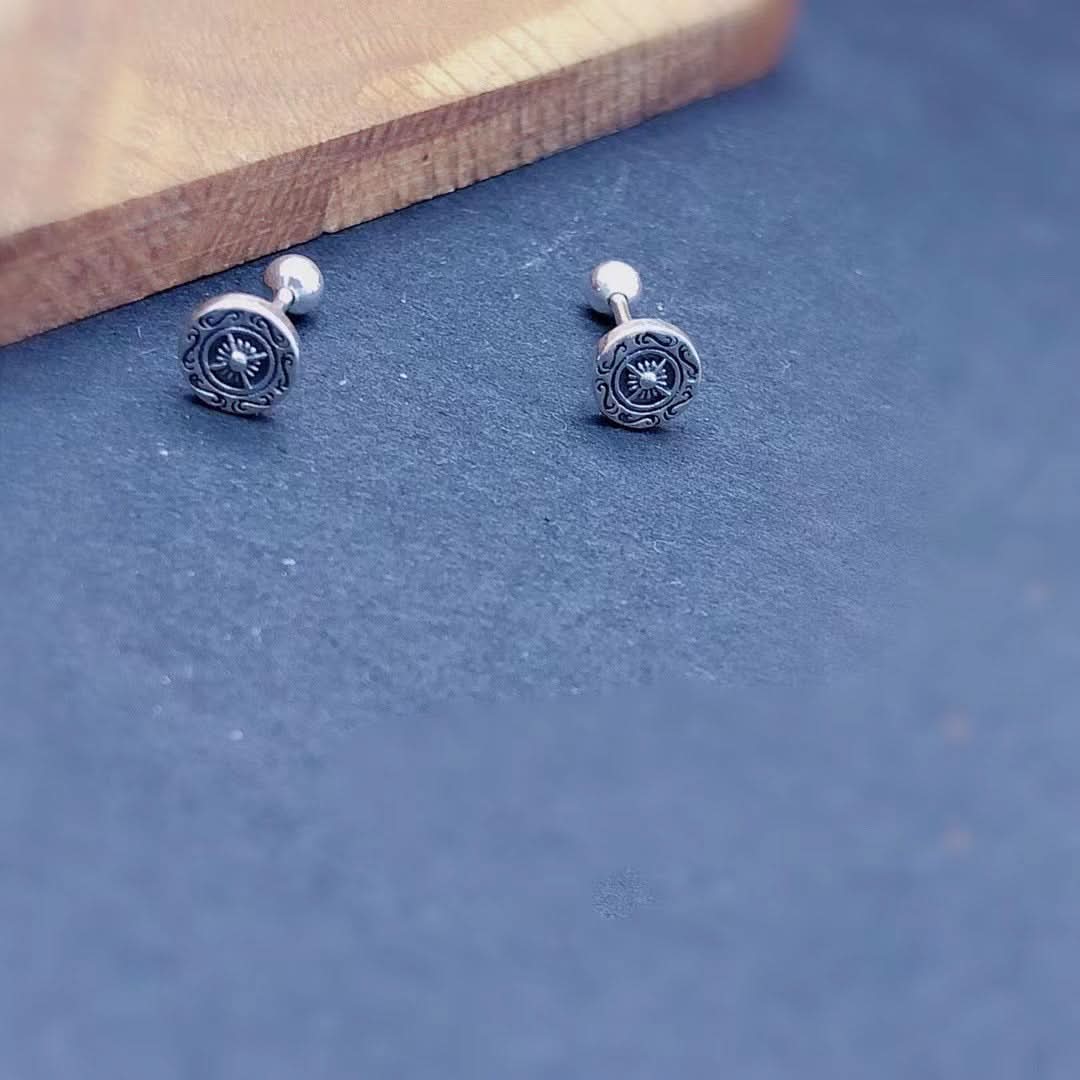 Men’s Rudder Cross Earrings – Statement Studs