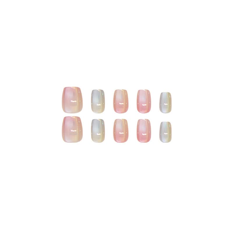 Light-Chasing Cat-Eye Wearable Nails – Candy Gradient Nail Art Pieces (10 Pieces)