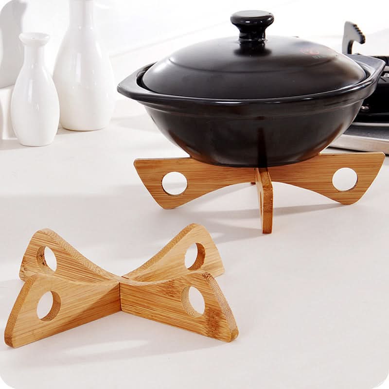 Household Bamboo Pot Holder - Insulated Cross Pot Base