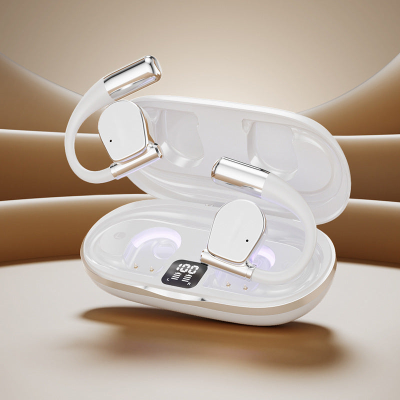 Open-Ear Bluetooth 5.4 Headset with UV Sterilization – IPX4 Waterproof Ear-Clip Earbuds