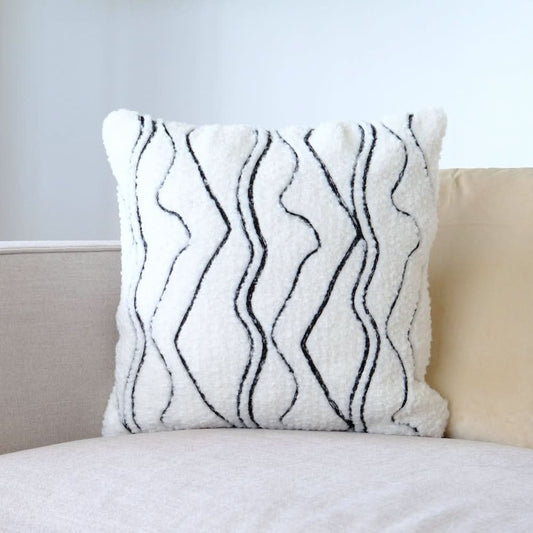 Embroidered Plush Pillowcase - Nordic Style, Modern Sofa Cushion