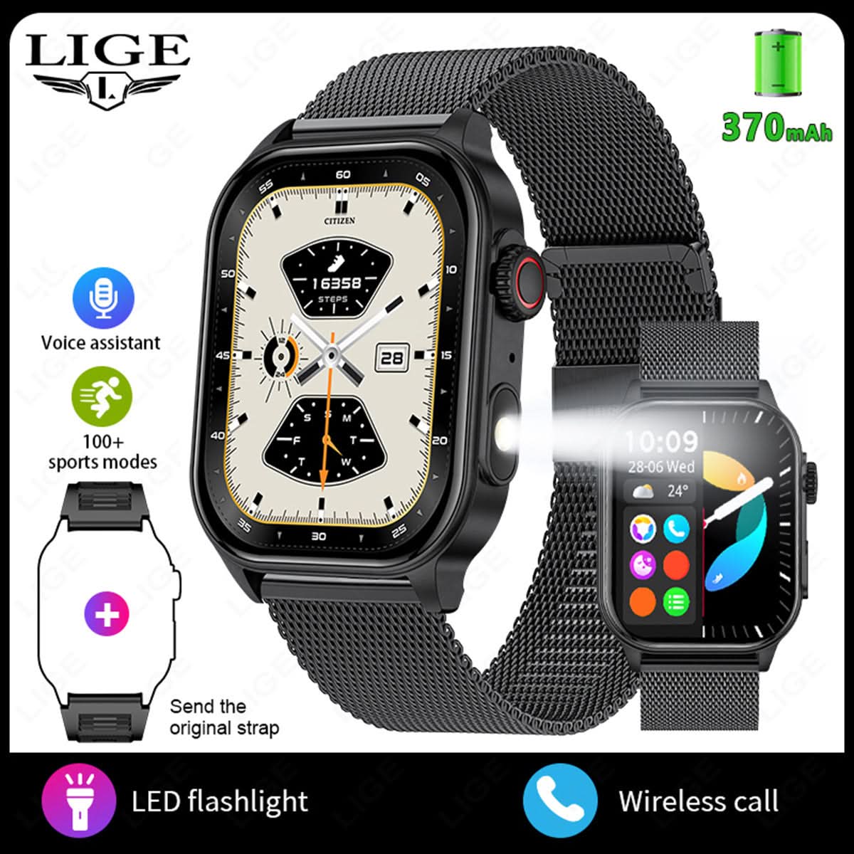 Smartwatch with Bluetooth Call, Health & Fitness Tracking, HD Touch Screen