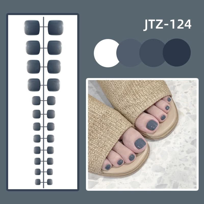 Glossy Toenail Nail Stickers – 24-Piece Finished Fake Nails Set