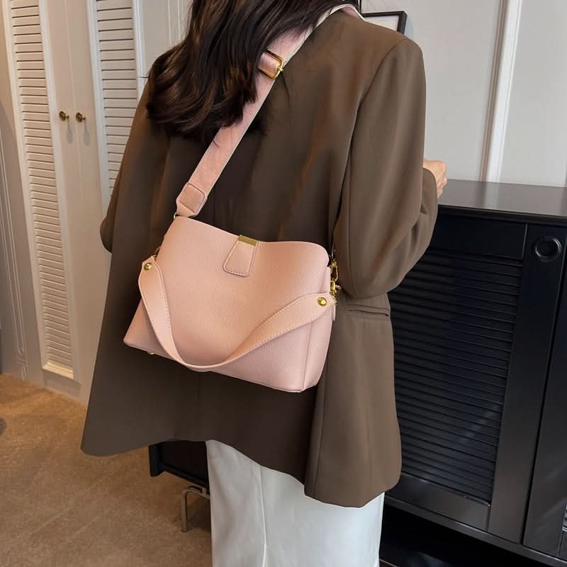 Women's PU Leather Bucket Crossbody Bag – Fashionable Handbag
