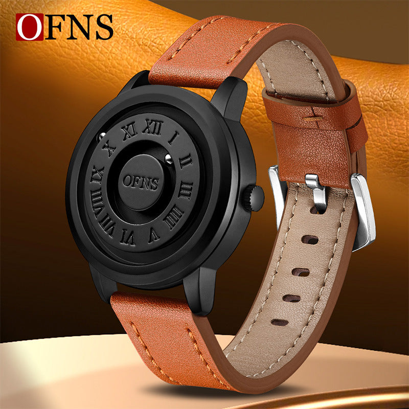 OFNS Men’s Quartz Watch – Magnetic Floating Dial, Waterproof Fashion Timepiece
